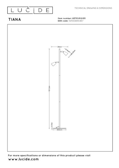 Lucide TIANA - Floor lamp - 2xGU10 - Champagne Color